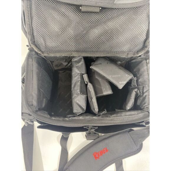 Canon Rebel Nylon Padded Camera Equipment Bag Strap + Pockets 14" x 8" x 8.5" - Picture 5 of 16